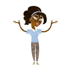 cartoon woman raising hands in air N7