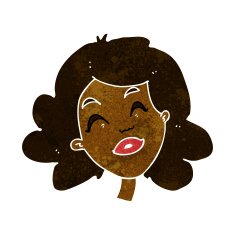 cartoon happy female face N92