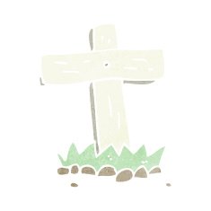 cartoon wooden cross grave N13