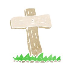 cartoon wooden cross grave N14