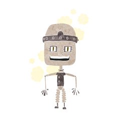 funny cartoon old robot N2