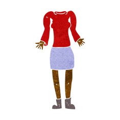 cartoon female body with shrugging shoulders (mix and match cart N5