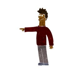 cartoon happy pointing man N10
