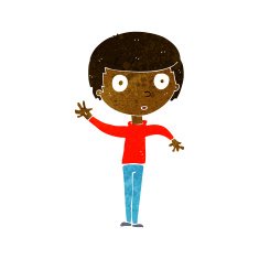 cartoon waving boy N10