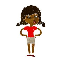 cartoon pretty girl with hands on hips N6