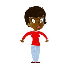 cartoon woman shrugging shoulders N233