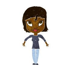 cartoon girl shrugging shoulders N16