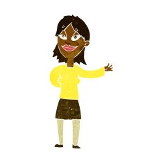 cartoon woman gesturing to show something N11