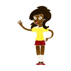 cartoon pretty woman waving for attention N6