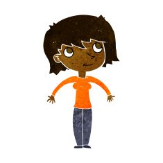 cartoon woman shrugging N29