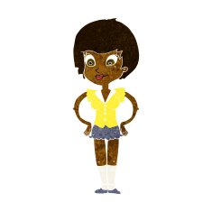 cartoon pretty woman with hands on hips N11