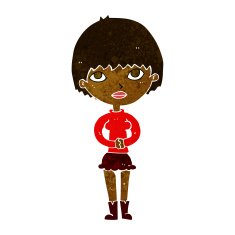 cartoon woman waiting patiently N6
