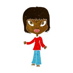cartoon woman with open arms N47