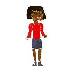 cartoon woman shrugging shoulders N235