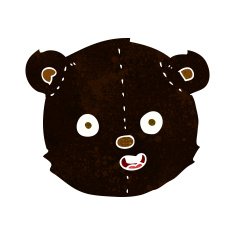 cartoon black teddy bear head N2