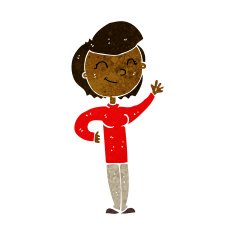 cartoon friendly waving woman N6