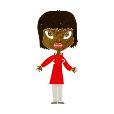 cartoon woman with open arms N48