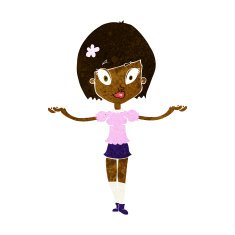 cartoon woman making balancing gesture N6