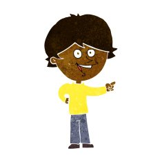 cartoon boy laughing and pointing N6