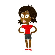 cartoon woman with hands on hips N105