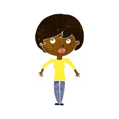 cartoon woman shrugging shoulders N237