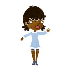 Cartoon Woman Waving N164