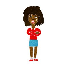 cartoon tough woman with folded arms N6