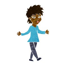 cartoon woman shrugging shoulders N240
