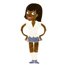 cartoon woman with hands on hips N106