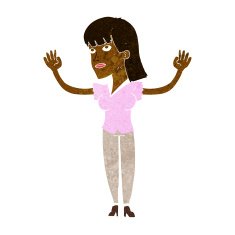 cartoon woman throwing hands in air N6