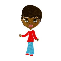 cartoon woman shrugging shoulders N241