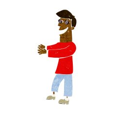 cartoon grinning man wearing glasses N6