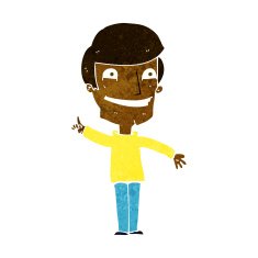 cartoon grinning man with idea N6