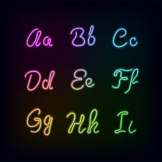 Neon rainbow color glow alphabet N3