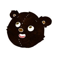 cartoon black bear face N7