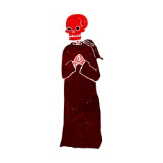 cartoon spooky skeleton in robe N2