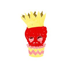spooky skull cupcake cartoon N6
