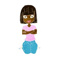 cartoon woman kneeling N6