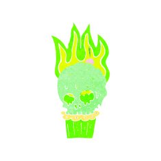 cartoon spooky skull cupcake N6