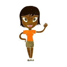 Cartoon Woman Waving N166
