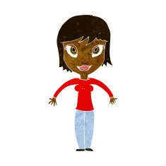 cartoon woman shrugging shoulders N243