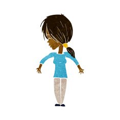 cartoon woman shrugging shoulders N244