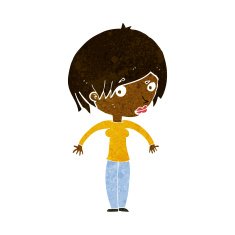 cartoon woman shrugging N31