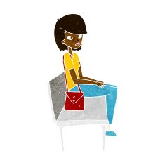 cartoon woman sitting on bench N6