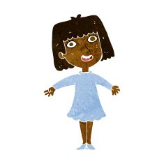 cartoon happy woman in dress N16