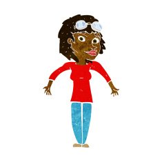 cartoon woman wearing goggles N6