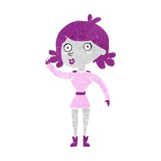 cartoon robot woman waving N10