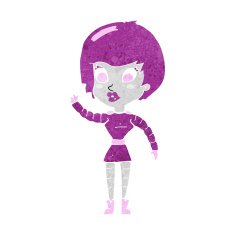 cartoon robot woman waving N11