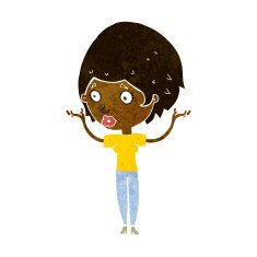 cartoon woman raising hands in air N8