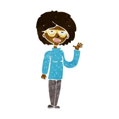 Cartoon Woman Waving N167